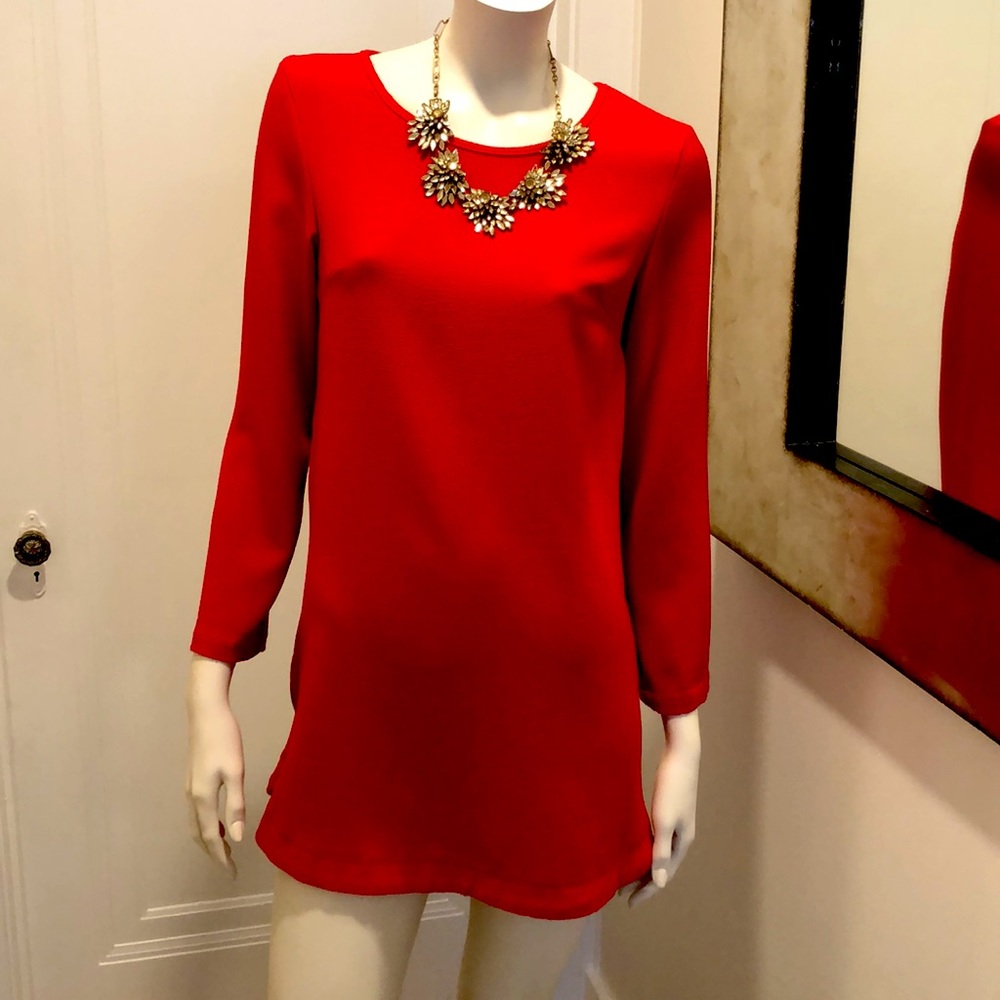 Exposed Zipper Red Mini Dress Small